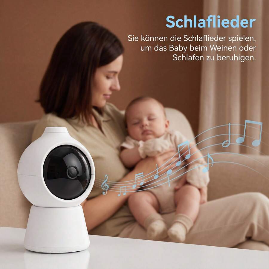 OYAJIA Baby Monitor HD 5-Inch With Camera, Non-Wi-Fi Video Baby Monitor, Night Light, Lullabies, 6m Range, Two-Way Audio - White - View 1