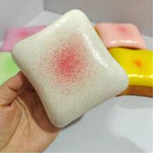 1件奶油牛奶吐司草莓奶油麵包模型，柔軟可擠壓壓力緩解玩具，逼真食物裝飾品，桌面裝飾收藏品，生日派對畢業禮物 - 彩色 - 查看 7