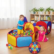 5 In 1 Kids Pop Up Play Tent Crawl Tunnel & Ball Pit With Basketball Hoop & Dart Board, Foldable Toddler Jungle Gym Playhouse, Indoor Outdoor Colorful Play Toy Gift For Toddler(Balls Not Included) - 5-in-1 Set (No Balls) - View 4