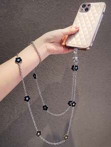 Drip Oil Flower Crossbody Phone Chain + Transparent Patch - Multicolor - View 14