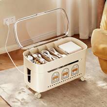 1pc Cable Management Box With Wheels, Double-Layer Transparent Lid Cable Organizer, Compartment Socket & Charger Storage Rack, Home Desktop Dust-Proof Heat Dissipation Cable Box - View 1