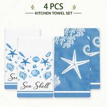 2/4/6pcs/Set, Lap Piring, Lap Dapur, Lap Tangan Kamar Mandi Tema Kartun Laut Modern, Lap Tangan Lembut, Desain Bintang Laut dan Kerang, Dapat Dicuci dengan Mesin, Lap Tangan Persegi Panjang, Cocok untuk Perlengkapan Pesta Pantai, Hadiah Rumah untuk Ibu, Hadiah Pesta Rumah Baru, Kain Pembersih Dapur yang Dapat Digunakan Kembali untuk Dekorasi Dapur Rumah - MultiWarna - View 14