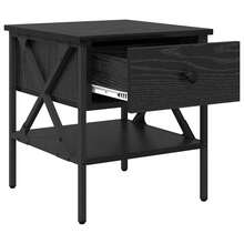 Comodino Villeneuve con cassetto, rovere nero, 40 x 42 x 45 cm - nero - Visualizzare 5