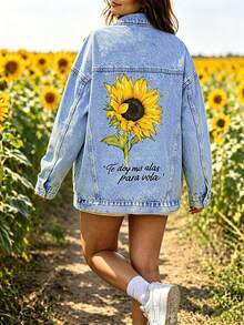 Jaket Denim Serbaguna dan Modis HAPPY GIRL untuk Wanita, Cocok untuk Musim Semi, Gugur, dan Musim Dingin, Nyaman untuk Perjalanan Santai, Liburan, dan Pakaian Bandara. - Biru - View 1