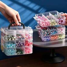 1pc Divided Storage Box (6 Compartments In 1 Layer), Suitable For Storing Lipstick, Hair Accessories, Necklace, Bracelet, Earrings, Rings And Small Items, Portable Travel Handbag Storage Box, Suitable For Storing Various Small Items, Halloween - Clear - View 5