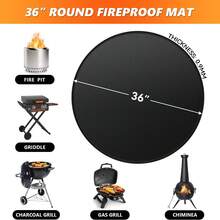 36" Fire Pit Mat For Bonfire, Double-Sided Fireproof Under Grill Mat Deck Patio Protector Pad, Round BBQ Mat For Accessories, Easy To Clean, Reusable - Size - View 4