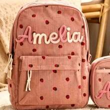 Ransel Nama Kustom dengan Motif Kotak-kotak Stroberi, Ransel Perjalanan Kapasitas Besar dengan Kompartemen Laptop - MultiWarna - View 8