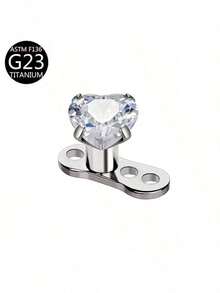1 buah Anting Tusuk Implan Kulit F136 Titanium G23 Bentuk Hati dengan Zirkonia Tertanam, Cocok untuk Pemakaian Sehari-hari, Putih dan Merah Muda - Berbentuk hati - View 13