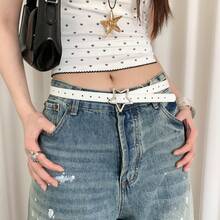 Cinturón de estilo Y2K Dopamina Dulce con empalme de encaje para mujer de talla pequeña, combinado con falda, jeans y accesorios - cinturón - Ver 7