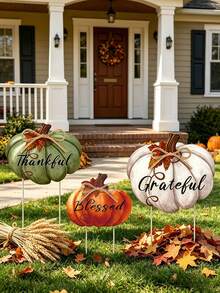 3/1pc Thanksgiving Pumpkin Yard Decor Sign, Thanksgiving Porch Decoration, Suitable For Home Lawn Pathway Front Door, Autumn Pumpkin Outdoor Decor, Thanksgiving Party Garden Lawn Patio Walkway Decoration - Multicolor - View 7