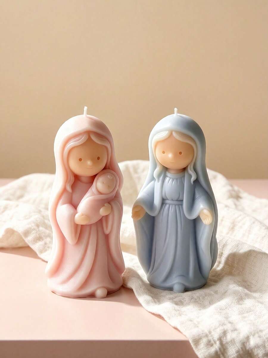 Moule en silicone 3D représentant la Vierge Marie, un adorable dessin animé. Trois styles disponibles : bras ouverts, mains jointes en forme de cœur et tenant l'Enfant Jésus. Lignes douces et arrondies, plis des vêtements nets. Silicone souple pour un démoulage facile. Convient pour la cire de soja, le plâtre, le savon artisanal, la résine cristal, les macarons aux couleurs pastel. Idéal pour la décoration de bureau, les cadeaux rituels, les créations DIY, la décoration intérieure et les stands de marché. - fille en prière - Voir 1