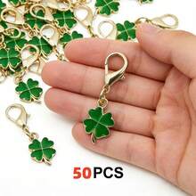50pcs Green Four-Leaf Clovers, Perfect For Thanksgiving And Christmas St. Patrick's Day, Back-To-School Birthday Gifts For Colleagues And Friends - Green - View 3