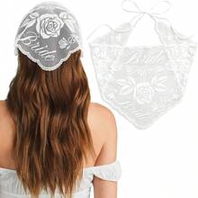 1PC Bride Lace Headscarf Wedding Photo Prop - White Embroidered Tulle Headscarf | Bachelorette Party, Bridal Shower, Engagement Gift, Bachelorette Party Hair Accessory, Bride-To-Be, Wedding - View 1