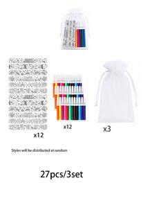 27/9pcs Birthday DIY Coloring Handprint Bracelet Set, Fun Birthday Party Favors, Handmade Activity Gifts And Gift Bag Fillers - Slap Ring + Pen + Mesh Bag - View 10