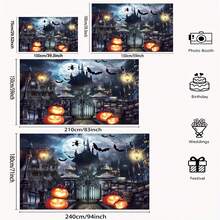 1pc Halloween Photography Backdrop, Scary Moon, Pumpkin, Lantern, Castle, Door, Bat, Perfect For Party, Haunted House, Carnival And Photography Background, Holiday Celebration, Home Decor, Indoor/Outdoor Party Decoration, Halloween Atmosphere Decoration Supplies - Multicolor - View 4