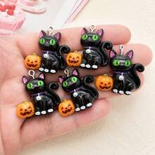 Black Pumpkin Lantern Cat Pendant
