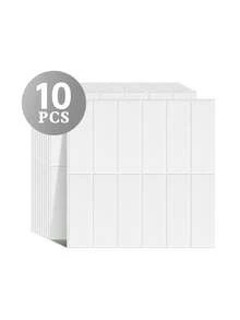 WalDecoo 4PCS/10PCS/20PCS Pure White Long Rectangular Tile Stickers - Peel And Stick Backsplash, Waterproof & Oilproof, Removable 3D Self-Adhesive Wall Decals For Kitchen Bathroom, Rental Friendly, Easy To Cut & Install - VP573 White - View 12