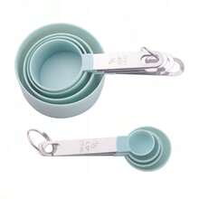 8Pcs Measuring Cups And Spoons Set, Kitchen Baking Measuring Tools For Flour & Liquids, Ml And Cup Units - Mint Blue - View 3