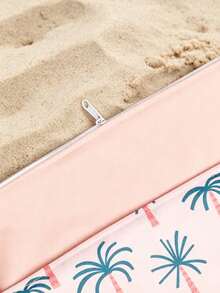 1pc Vintage Print Beach Vacation Waterproof Storage Bag,Back To School - Champagne - View 6