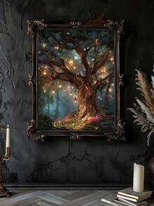 1pc Enchanted Forest Wall Art, Magical Stream Canvas Print, Fairy Lantern Fantasy Decor, Ideal Gift,Suitable For Bedroom,Living Room,Office,Wall Arts,Wall Decor,Home Decor,Room Decor,Canvas Wall Art,Posters, Wall Art With Frame, Optional Frame ﻿ ﻿ - 1PCS - View 4