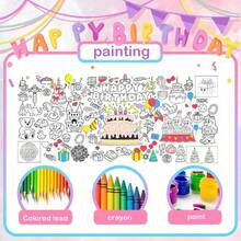 Kids Birthday Doodle Tablecloth, Thickened Children's Coloring Painting Party Cartoon Decoration, Disposable Waterproof Coloring Tablecloth, Multi-Functional Drawing Paper - Multicolor - View 4