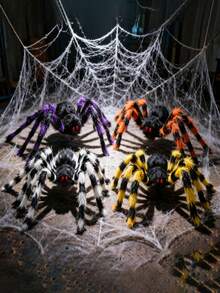 3pcs Giant Black Plush Spider Halloween Decoration, Realistic Scary Fake Spider With Bendable Legs, Suitable For Haunted House, Window, Yard, Porch, Party Horror Props, Indoor And Outdoor Halloween Decor - A - View 9