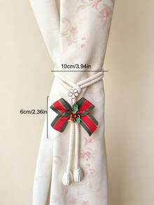 2pcs/Pack Christmas Cotton Rope Curtain Tiebacks, Reindeer / Santa Claus / Christmas Tree / Christmas Stocking / Snowman / Bow Bell Tassel Holiday Curtain Tie-Backs - Christmas Edition - View 3