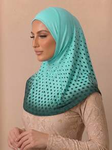Hijab en maille de polyester respirant, hijab instantané imprimé, ourlet double couture, foulard de tête absorbant la transpiration pour le sport, le quotidien, les activités extérieures et la prière - style imprimé diamant - Voir 8