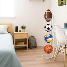 Basketball Ball Storage Rack Holder Organizer Football Volleyball Basket Stand - White, 4-tier - View 5