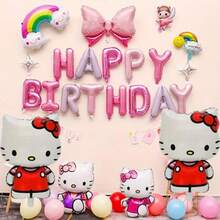 SANRIO 1/3 piezas Globos de papel de aluminio con forma de gato rojo de dibujos animados, globos de decoración para el Día de San Valentín, boda, cumpleaños, regalo, fiesta y reunión - Ver 3