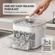 Press-Type Ice Cube Tray With Large Storage Box, 50 Grids 2-Layer Cube Mold With Storage Bin, One-Click Release Ice Press Container And Ball Maker With Scoop For Whiskey Cocktails Coffee Home Kitchen Party, Durable Ice Cube Trays For Home Fridge - View 4
