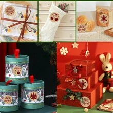 500pcs Vintage Christmas Stickers Roll Brown Paper Merry Christmas Stickers Labels Roll Vintage Santa Claus Stickers Christmas, First Day Of School - Cartoon - View 7