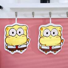 SpongeBob SquarePants 1件裝卡通掛式洗臉手巾，便攜柔軟吸水可重複使用，適用於浴室、廚房與居家使用 - 彩色 - 查看 4