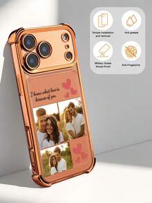 1pc Customized Orange Phone Case, Supports Personalized Photos, Suitable For Friends, Couples And Families. Compatible With Upgraded 17 Pro Max/Air/17 Pro/16 Pro Max/15 Pro Max/14 Pro Max Full-Body Camera Protection, Matte Semi-Transparent Anti-Fall Anti-Scratch Ultra-Thin Shell, Military-Grade Protection, An Ideal Gift For Family - Orange - View 4