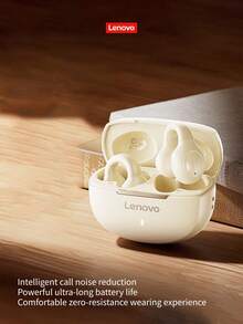Lenovo Clip-On Earphones 2026 New Model, Open-Ear Wireless Earbuds BT5.4 Low Latency, Low Bass, Long Battery Life, Ergonomic Design, Comfortable For Long-Term Wear, Smart Noise Cancellation, Unisex, Suitable For Outdoor Sports - White - View 4