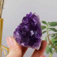 1件紫水晶簇，亮面純水晶，完美家居裝飾，獨特節日禮物（天然原石具有天然裂紋與溝槽） - 紫色 - 查看 18