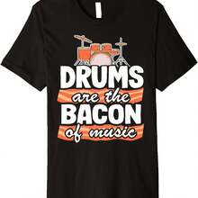 Drums Are The Bacon Of Music Drumming Drummer Premium T-Shirt - Black - View 7