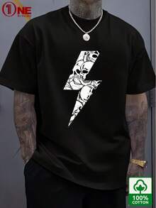 Herren-Freizeit-T-Shirt, 100% Baumwolle, Rundhals-T-Shirt, Regulärer Sommer-Kurzarm, 200g Strickstoff-Oberteil - Schwarz - Übersicht 1