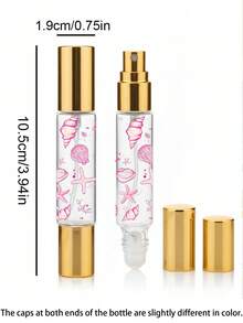 便攜旅行迷你可充電香水噴霧瓶 (10ml) - 採用雙端 2 合 1 設計，結合滾珠與噴霧功能。瓶身飾有櫻桃與蝴蝶結圖案，呈現優雅美感。 - 彩色 - 查看 8