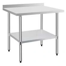 30" X 36" 18-Gauge Stainless Steel Commercial Work Table With 4" Backsplash And Undershelf - Silver + Stainless Steel - View 1