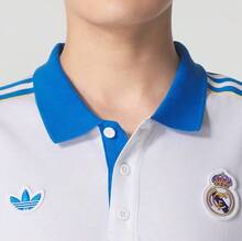 Adidas New Men's Sports Polo Shirt With Collar, Football Culture T-Shirt - White Blue - View 6