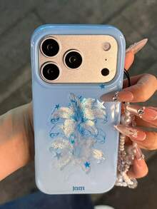 Cute Aesthetic Shiny Blue Lily Star With Hanging Rope Phone Case ...