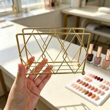 1 pieza Estante de almacenamiento de placa de impresión de arte de uñas con diseño hueco de hierro forjado, estantería de almacenamiento de pegatinas de uñas de múltiples compartimentos, organizador de caja de trabajo de álbum de arte de uñas, soporte de exhibición de tarjetas de color de uñas de salón - Multicolor - Ver 3