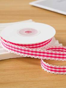 10 Yards 10mm Wavy Edge Plaid Ribbon, Used For Home, Wedding, Christmas, Valentine's Day Decoration Bows And Ribbons, DIY Gift Wrapping - Multicolor - View 5