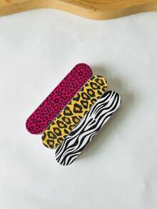 4PCS Multi-Color Leopard Print Nail Files, 3 Random Mixed Styles, Nail Polishing Strips, Sponge Buffing Strips, Hand And Foot Care Nail Files - Multicolor - View 9