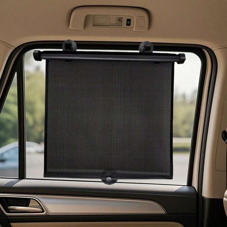 1 pieza Parasol retráctil para coche, protección UV y oscurecimiento, deslizamiento fácil, almacenamiento portátil, adecuado para sedán, SUV y camión, material de parasol duradero, aislamiento térmico para viajes en coche, adecuado para escenas interiores de coche diarias