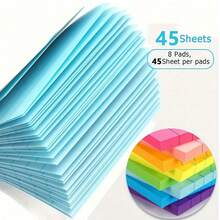 8 Packs Colorful Striped Sticky Notes, 45 Sheets Per Pad, Strong Adhesion, Suitable For School, Study, Office And Home Notes - one-size - View 6