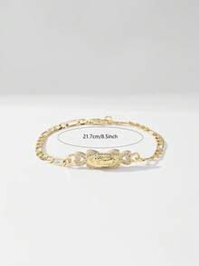 4pcs European & American Style Classic Copper Inlaid Zirconia One-Piece Embossed Vintage Gold Hollow Yuanbao Shape Our Lady Of Guadalupe & 8-Figure St. Jude & Heart Our Lady Of Maria @ 8-Figure Heart St. Jude Bracelet, Suitable For Christmas/Thanksgiving/Halloween/Mother's Day/Valentine's Day Couples/Friends/Fellow Believers Gift, Catholic First Communion, Gift, Daily Holiday Wear & Prayer - Yellow Gold - View 10