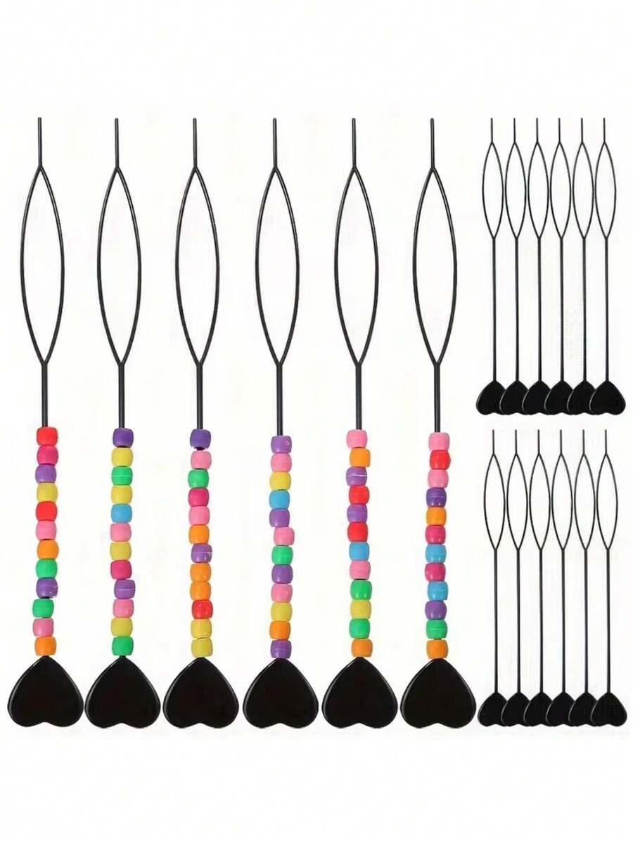2/6/10pcs Beaded Hair Styling Tool - Quick And Easy Ponytail Maker, Can String Various Beads, Suitable For Braiding, No Power Required - Perfect For DIY Jewelry Making, Hair Accessories - Multicolor - View 1