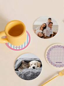 50/100/200pcs Customized Disposable Coasters, Customized Image/Logo Paper Coasters, Suitable For Party/Kitchen/Restaurant/Bar/Cafe/, Suitable For Anniversary, Birthday, Engagement, Party, Wedding, Gathering Decoration, Personalized Gift - Multicolor - View 4